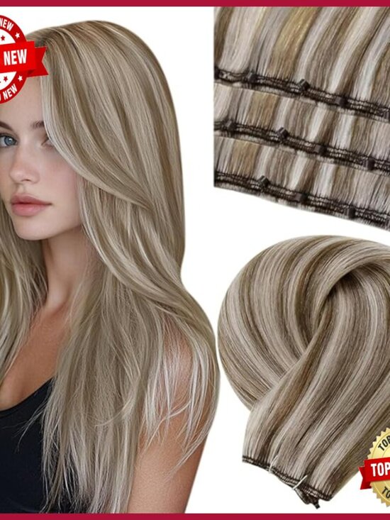 Human Hair Micro Beaded Weft Extensions 18 Inch 50g Reusable main image 5